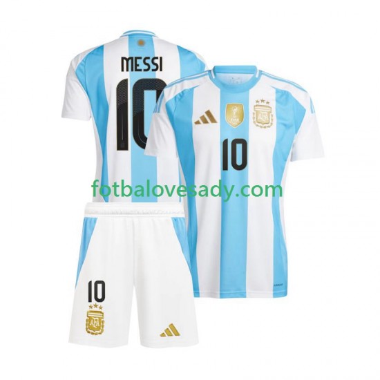 Argentina Lionel Messi 10 Copa America 2024 Děti Fotbalový dres Domácí Krátký rukáv