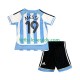 Argentina Retro Lionel Messi 19 2006 Děti Fotbalový dres Domácí Krátký rukáv