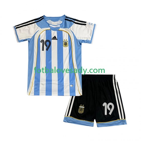 Argentina Retro Lionel Messi 19 2006 Děti Fotbalový dres Domácí Krátký rukáv