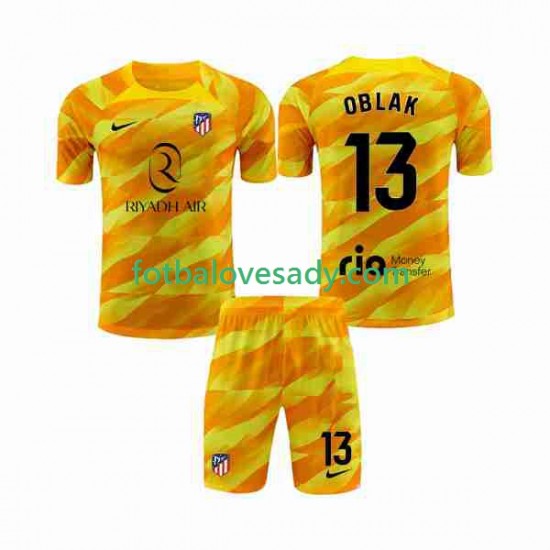 Atlético Madrid Oranžový Brankář Jan Oblak 13 Děti Fotbalový dres 2023-2024 Krátký rukáv