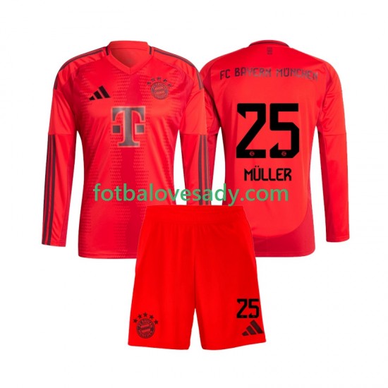 FC Bayern Mnichov Thomas Muller 25 Děti Fotbalový dres Domácí 2024-2025 Dlouhý rukáv