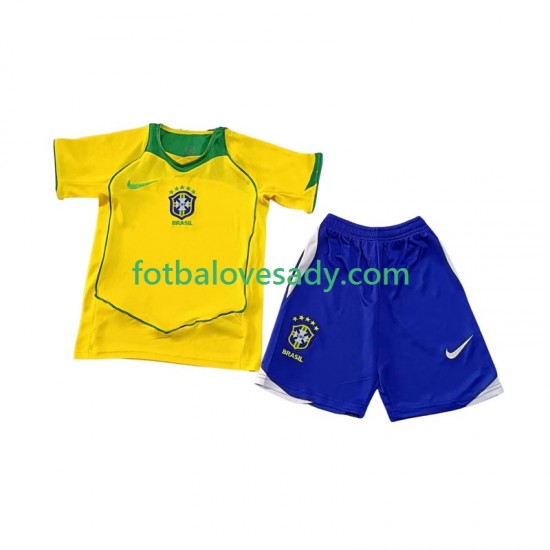 Brazílie Retro 2004 Děti Fotbalový dres Domácí Krátký rukáv