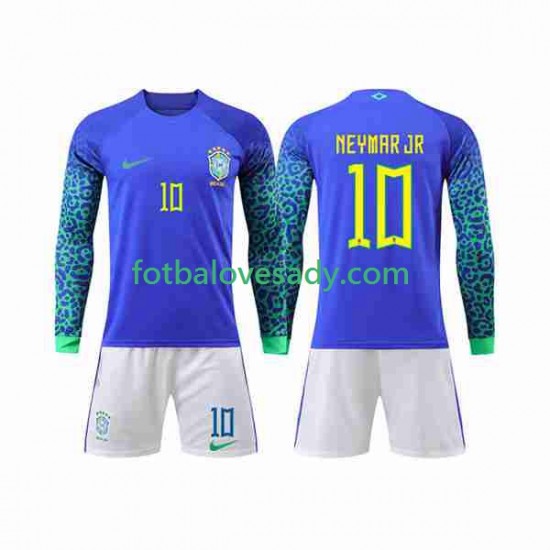 Brazílie Neymar Jr 10 Děti Fotbalový dres Venkovní Mistrovství světa 2022 Dlouhý rukáv