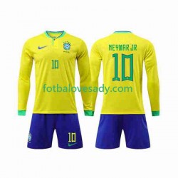 Brazílie Neymar Jr 10 Děti Fotbalový dres Domácí Mistrovství světa 2022 Dlouhý rukáv