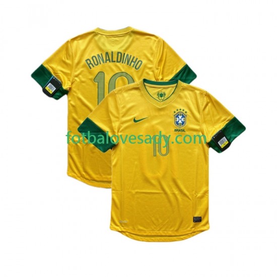 Brazílie Retro RONALDINHO 10 2012 Muži Fotbalový dres Domácí Krátký rukáv