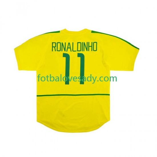 Brazílie Retro RONALDINHO 11 2002 Muži Fotbalový dres Domácí Krátký rukáv
