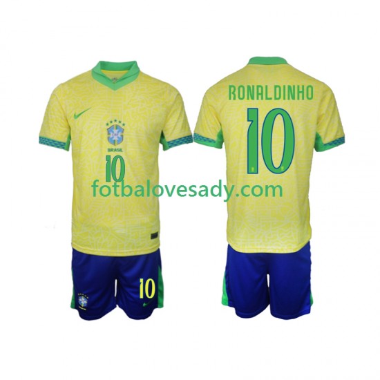 Brazílie Ronaldinho 10 2024 Děti Fotbalový dres Domácí Krátký rukáv