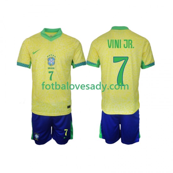 Brazílie VINI JR 7 2024 Děti Fotbalový dres Domácí Krátký rukáv