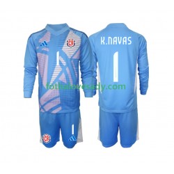 Kostarika Modrý Brankář Keylor Navas 1 2024 Děti Fotbalový dres Domácí Dlouhý rukáv