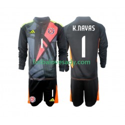 Kostarika Černá Brankář Keylor Navas 1 2024 Děti Fotbalový dres Třetí Dlouhý rukáv