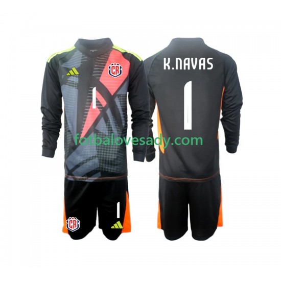 Kostarika Černá Brankář Keylor Navas 1 2024 Děti Fotbalový dres Třetí Dlouhý rukáv