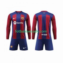 FC Barcelona Děti Fotbalový dres Domácí 2023-2024 Dlouhý rukáv