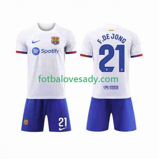FC Barcelona Frenkie de Jong 21 Děti Fotbalový dres Venkovní 2023-2024 Krátký rukáv