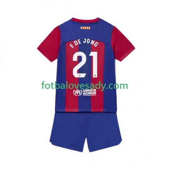 FC Barcelona Frenkie de Jong 21 Děti Fotbalový dres Domácí 2023-2024 Krátký rukáv