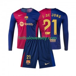 FC Barcelona Frenkie de Jong 21 Děti Fotbalový dres Domácí 2024-2025 Dlouhý rukáv