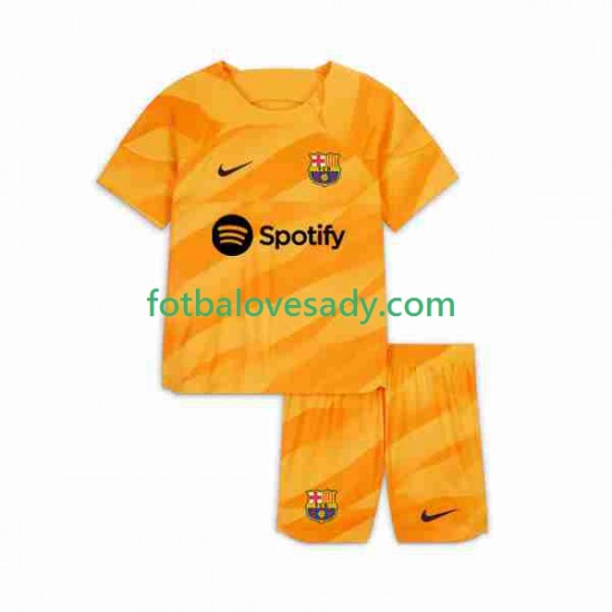 FC Barcelona Brankář Děti Fotbalový dres Čtvrtý 2023-2024 Krátký rukáv