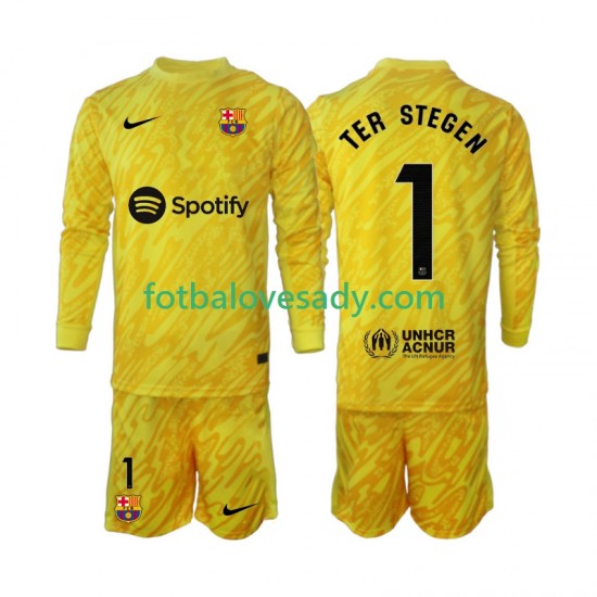 FC Barcelona Brankář Ter Stegen 1 Děti Fotbalový dres Venkovní 2024-2025 Dlouhý rukáv