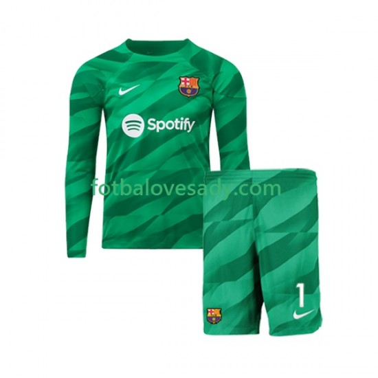 FC Barcelona Brankář Ter Stegen 1 Děti Fotbalový dres Domácí 2023-2024 Dlouhý rukáv