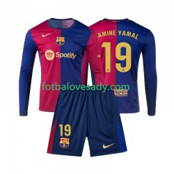 FC Barcelona Lamine Yamal 19 Děti Fotbalový dres Domácí 2024-2025 Dlouhý rukáv