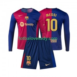 FC Barcelona Lionel Messi 10 Děti Fotbalový dres Domácí 2024-2025 Dlouhý rukáv