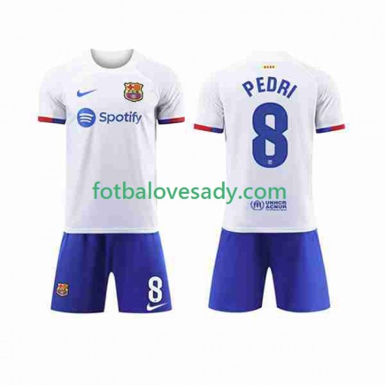 FC Barcelona Pedri 8 Děti Fotbalový dres Venkovní 2023-2024 Krátký rukáv