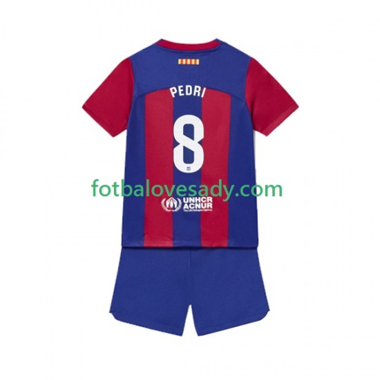 FC Barcelona Pedri 8 Děti Fotbalový dres Domácí 2023-2024 Krátký rukáv