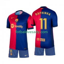 FC Barcelona Raphinha 11 Děti Fotbalový dres Domácí 2024-2025 Krátký rukáv
