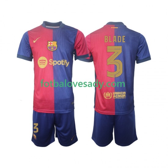 FC Barcelona UCL Font Blade 3 Děti Fotbalový dres Domácí 2024-2025 Krátký rukáv