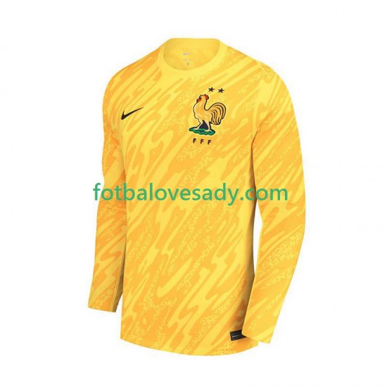 Francie Žlutá Brankář Muži Fotbalový dres Domácí Euro 2024 Dlouhý rukáv