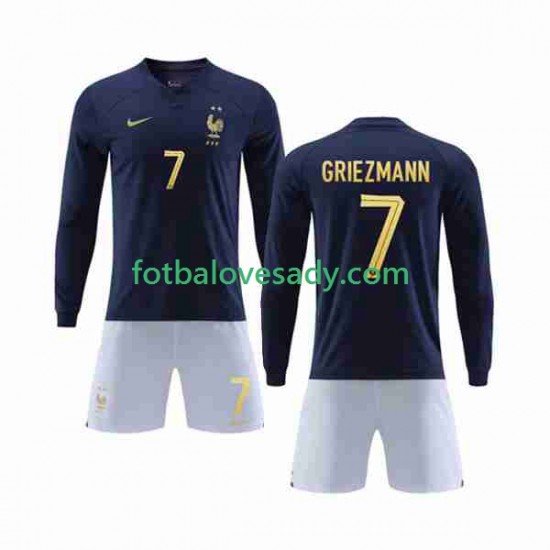 Francie Griezmann 7 Děti Fotbalový dres Domácí Mistrovství světa 2022 Dlouhý rukáv