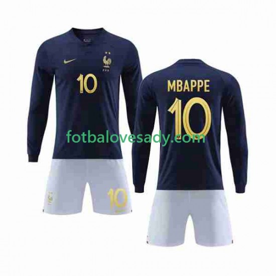 Francie Mbappe 10 Děti Fotbalový dres Domácí Mistrovství světa 2022 Dlouhý rukáv