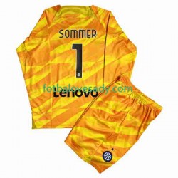 Inter Milán Brankář Sommer 1 Děti Fotbalový dres Domácí 2023-2024 Dlouhý rukáv