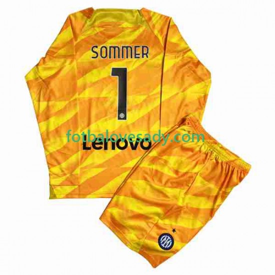 Inter Milán Brankář Sommer 1 Děti Fotbalový dres Domácí 2023-2024 Dlouhý rukáv