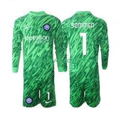 Inter Milán Brankář Yann Sommer 1 Děti Fotbalový dres Domácí 2024-2025 Dlouhý rukáv