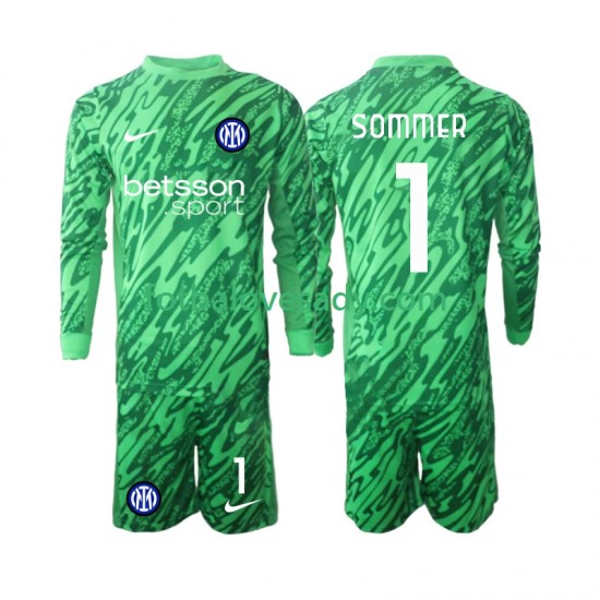 Inter Milán Brankář Yann Sommer 1 Děti Fotbalový dres Domácí 2024-2025 Dlouhý rukáv