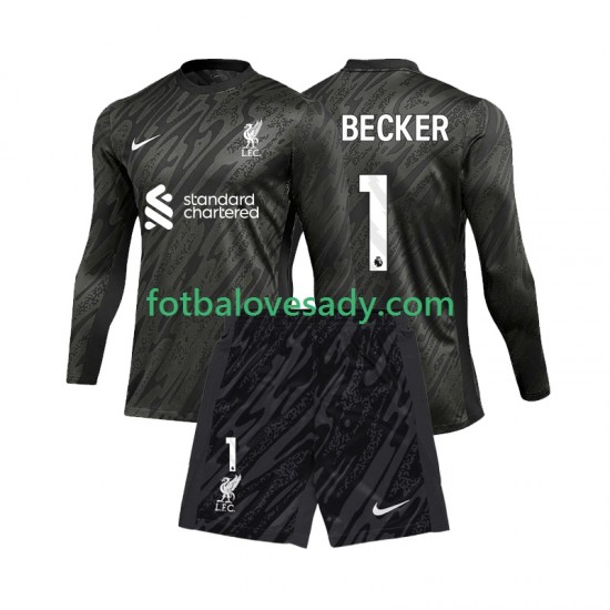 Liverpool Brankář Alisson Becker 1 Děti Fotbalový dres Domácí 2024-2025 Dlouhý rukáv