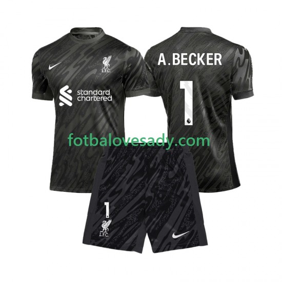 Liverpool Brankář Alisson Becker 1 Děti Fotbalový dres Domácí 2024-2025 Krátký rukáv