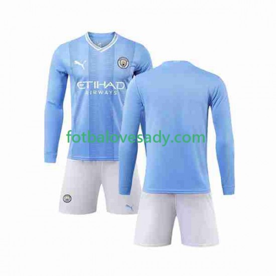 Manchester City Děti Fotbalový dres Domácí 2023-2024 Dlouhý rukáv