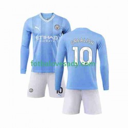 Manchester City Grealish 10 Děti Fotbalový dres Domácí 2023-2024 Dlouhý rukáv