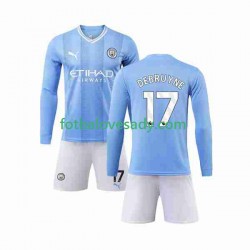 Manchester City Kevin De Bruyne 17 Děti Fotbalový dres Domácí 2023-2024 Dlouhý rukáv