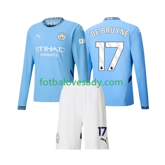 Manchester City Kevin De Bruyne 17 Děti Fotbalový dres Domácí 2024-2025 Dlouhý rukáv