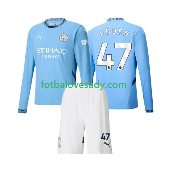 Manchester City Phil Foden 47 Děti Fotbalový dres Domácí 2024-2025 Dlouhý rukáv