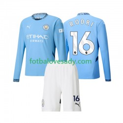 Manchester City Rodri 16 Děti Fotbalový dres Domácí 2024-2025 Dlouhý rukáv