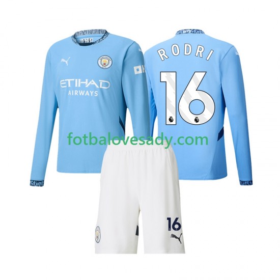 Manchester City Rodri 16 Děti Fotbalový dres Domácí 2024-2025 Dlouhý rukáv