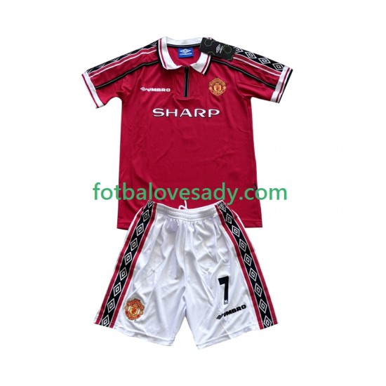 Manchester United Retro Beckham 7 1998-1999 Děti Fotbalový dres Domácí Krátký rukáv