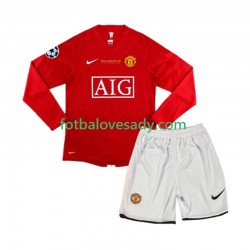 Manchester United Retro Champion League 2007 Děti Fotbalový dres Domácí Dlouhý rukáv
