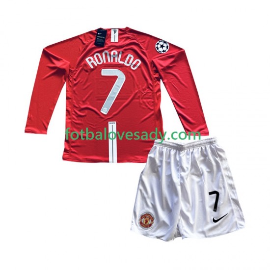 Manchester United Retro Cristiano Ronaldo 7 Champion League 2007 Děti Fotbalový dres Domácí Dlouhý rukáv