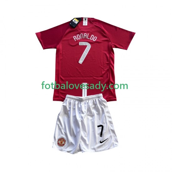 Manchester United Retro Cristiano Ronaldo 7 Champion League 2007 Děti Fotbalový dres Domácí Krátký rukáv