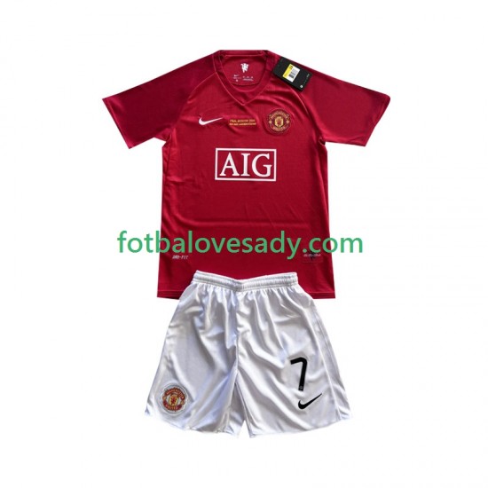 Manchester United Retro Cristiano Ronaldo 7 Champion League 2007 Děti Fotbalový dres Domácí Krátký rukáv