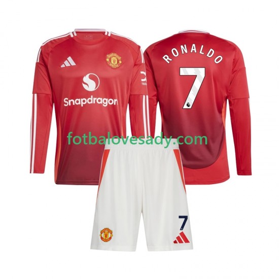 Manchester United Cristiano Ronaldo 7 Děti Fotbalový dres Domácí 2024-2025 Dlouhý rukáv